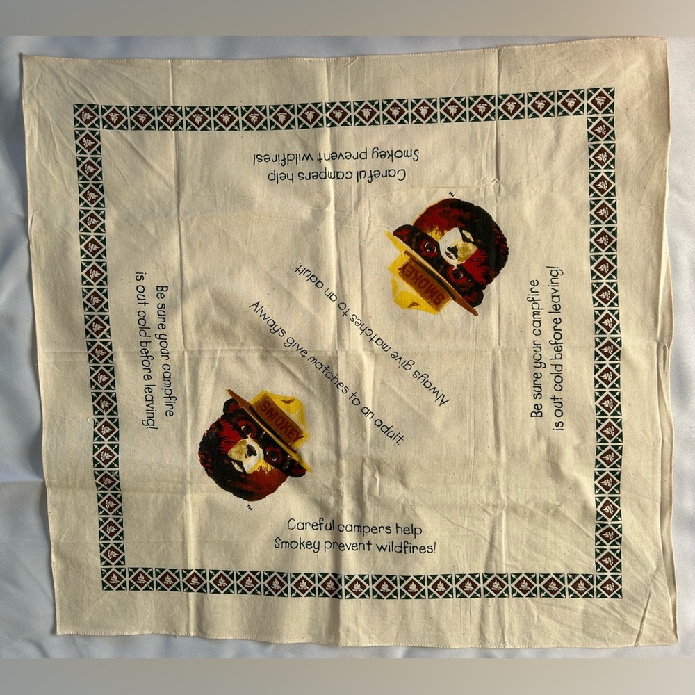 Smokey the Bear Scarf Kerchief Vintage 21"
